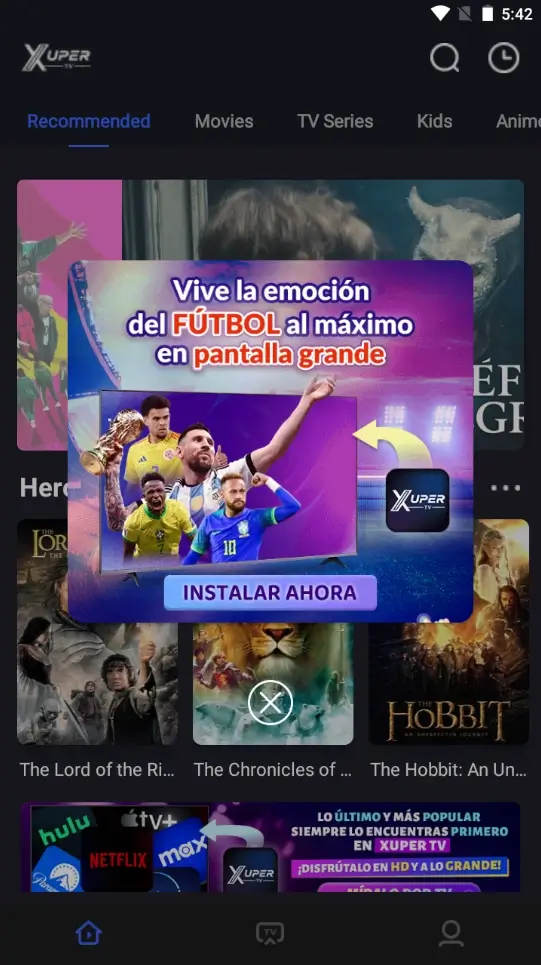 Banner promocional de Xuper TV APK 2026 - Últimas características y actualizaciones