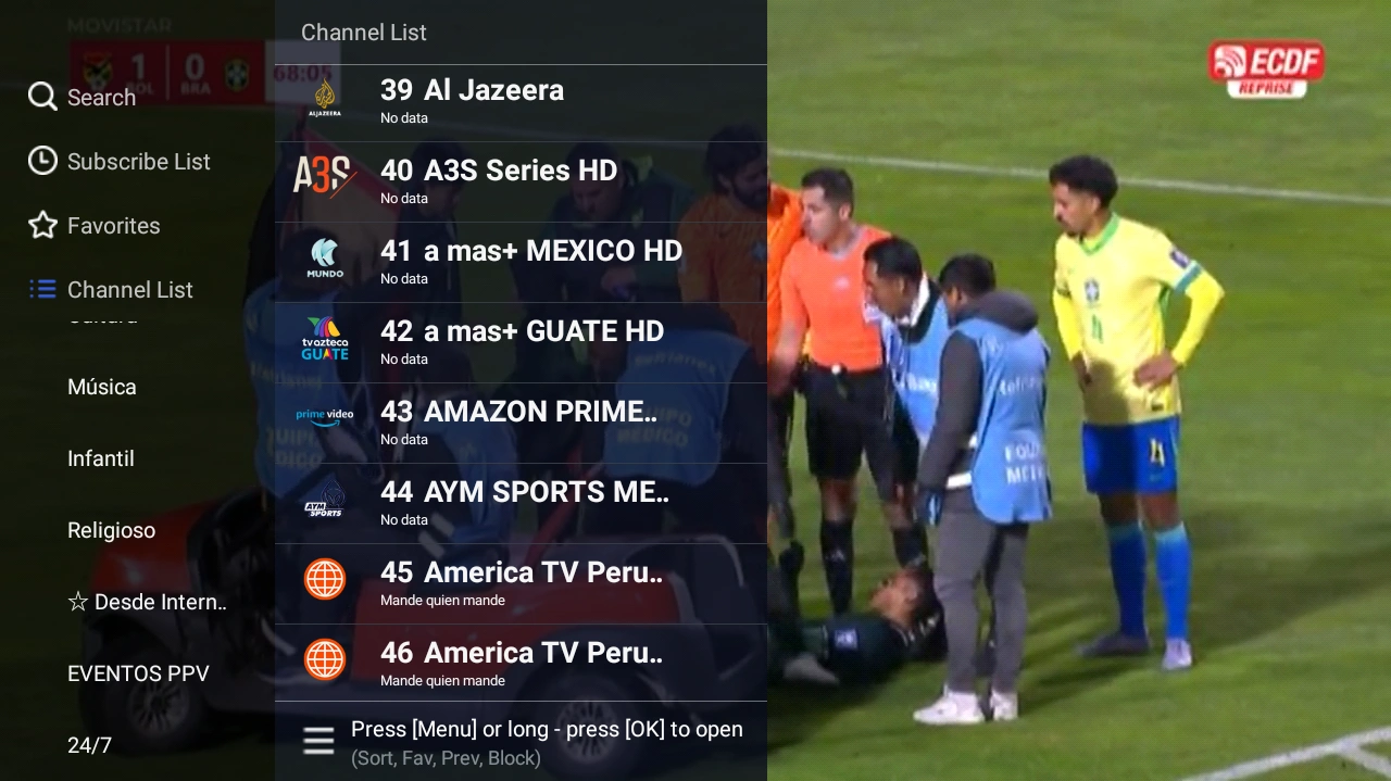 Lista de canales de TV en vivo en Xuper TV para televisores