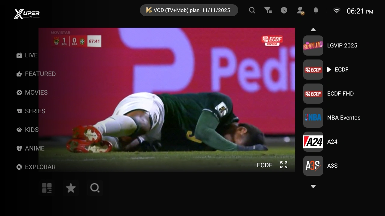 Interfaz de Xuper TV optimizada para televisores con control remoto